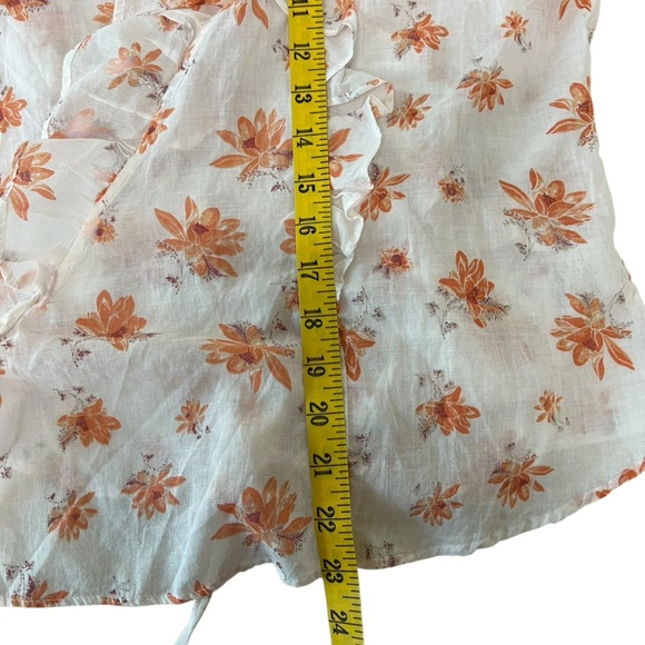 Free People Amanda Cotton Ruffled Wrap Top Ivory Combo Floral Size Medium NWT - Picture 8 of 15